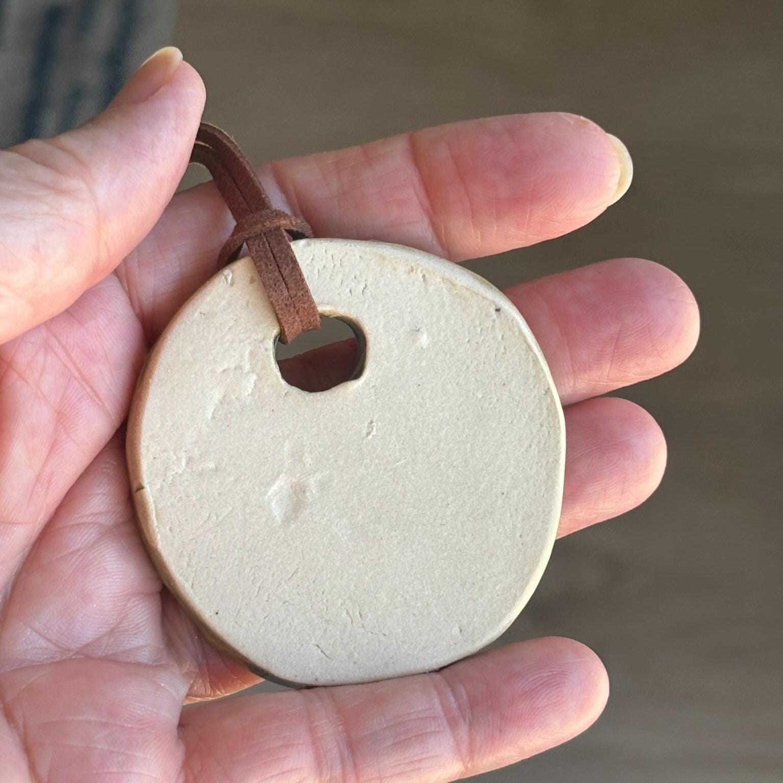 Green Ceramic Pendant Necklace: Handmade Stoneware Jewelry on Suede Cord - Vakili Art