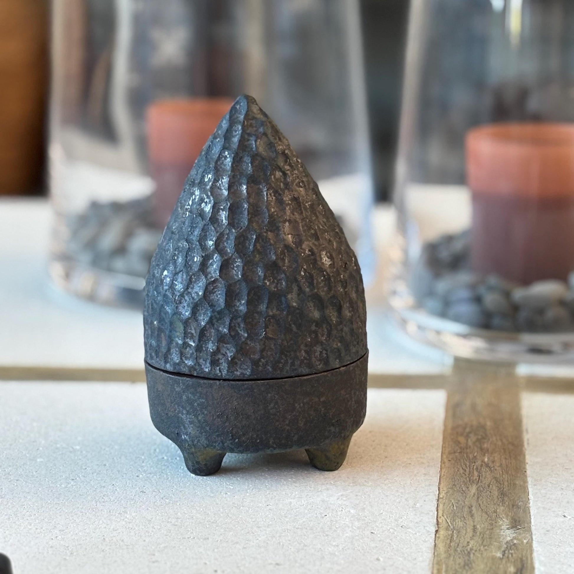 Handmade Black Ceramic Lidded Jar: Modern Coffee Table Decor - Vakili Art