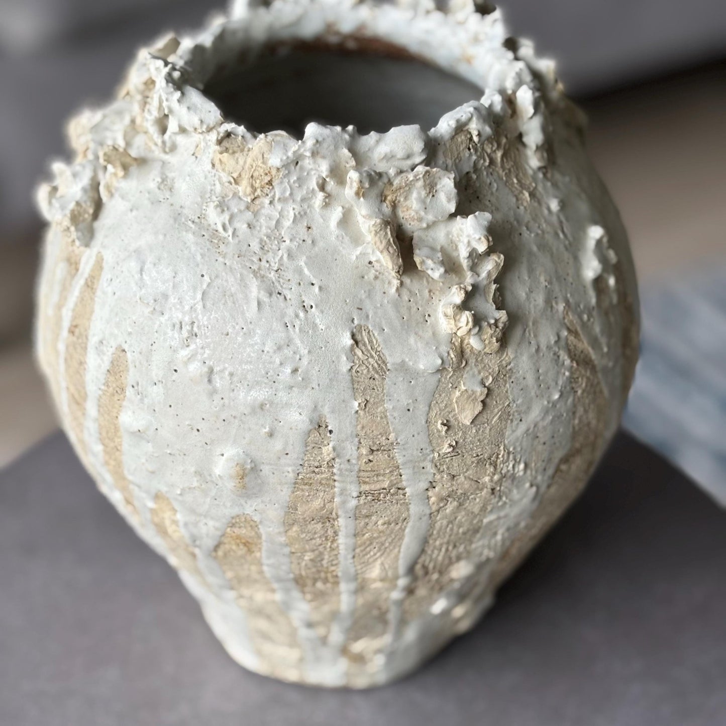 Handmade Ceramic Vase – Modern Rustic Off - White Pottery Vase, Organic Form, Minimalist Home Decor - Vakili Art