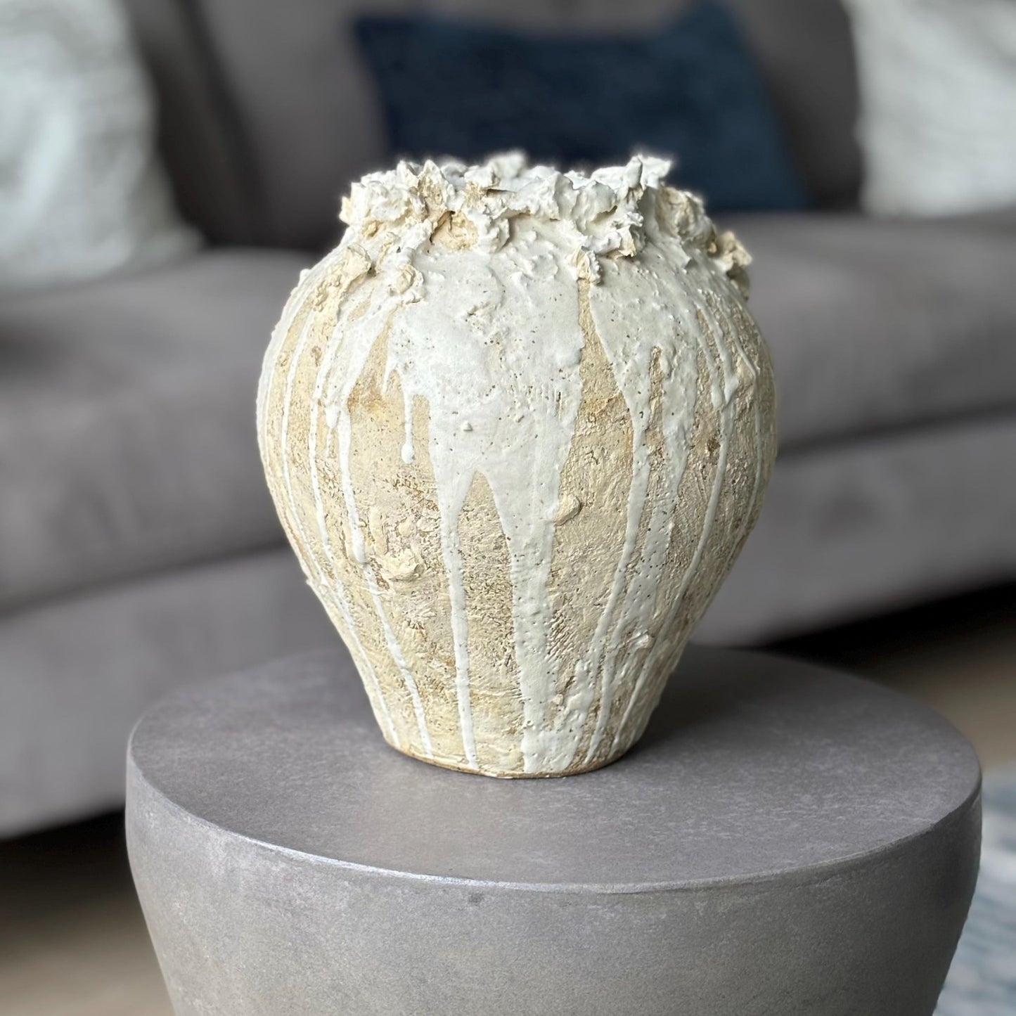 Handmade Ceramic Vase – Modern Rustic Off - White Pottery Vase, Organic Form, Minimalist Home Decor - Vakili Art