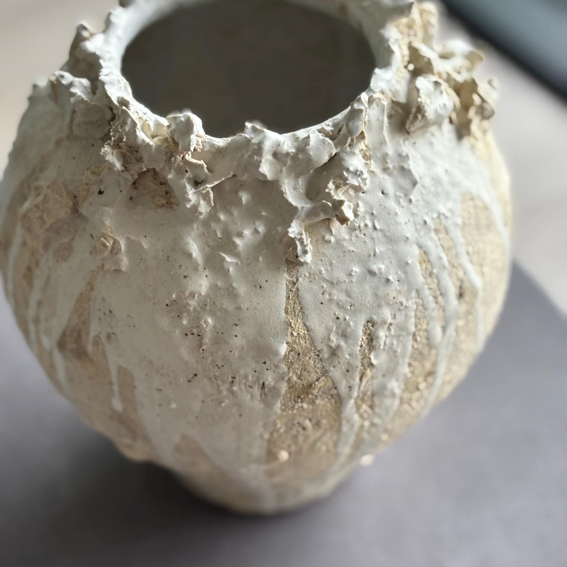 Handmade Ceramic Vase – Modern Rustic Off - White Pottery Vase, Organic Form, Minimalist Home Decor - Vakili Art