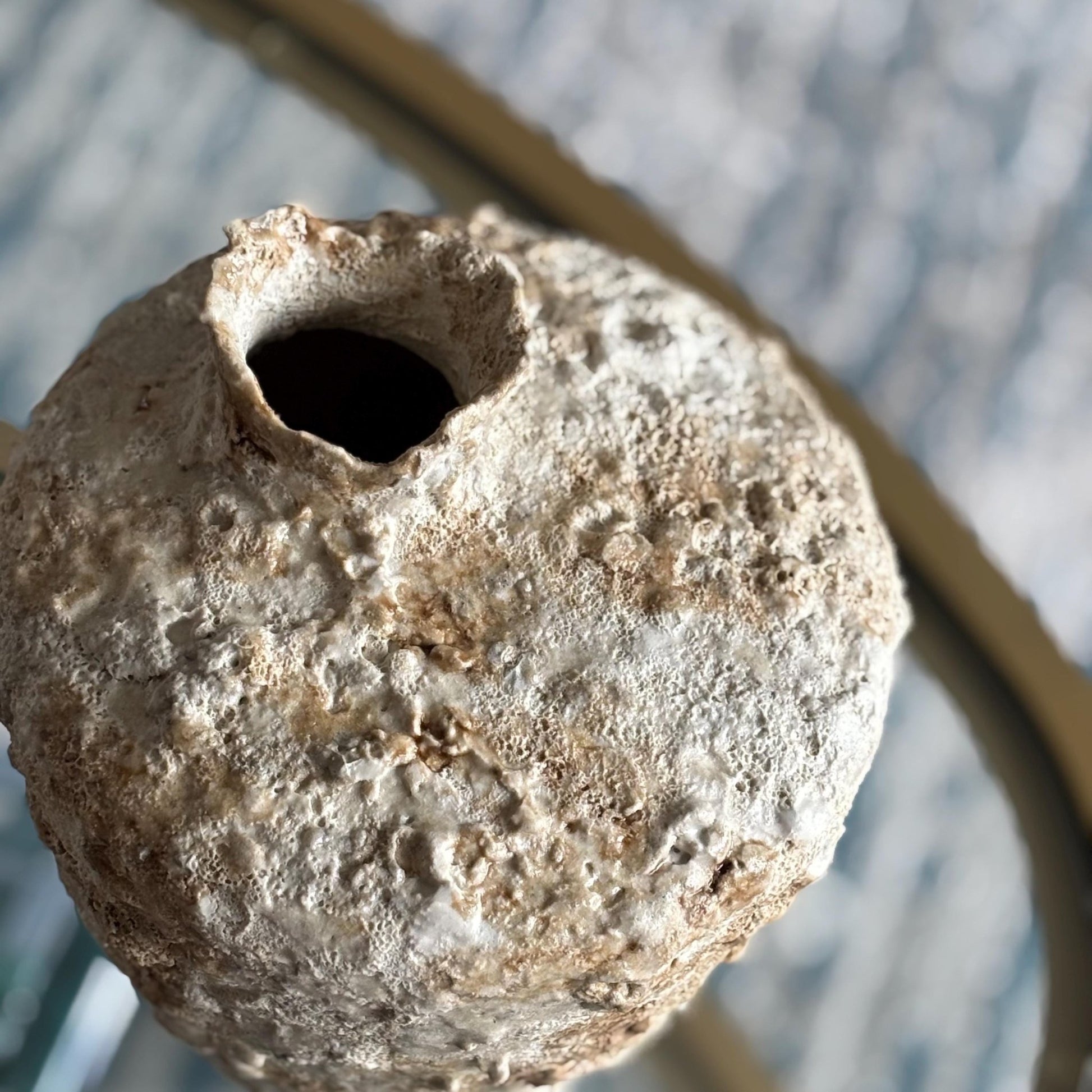 Handmade Textured Ceramic Pot – Neutral White and Beige Decorative Vase – Wabi Sabi Pottery SECOND - Vakili Art