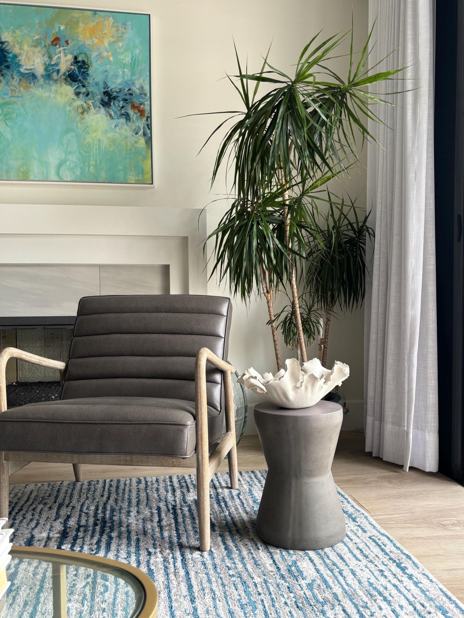 Handmade White Wavy Bowl: Beachy Pottery Centerpiece - Vakili Art