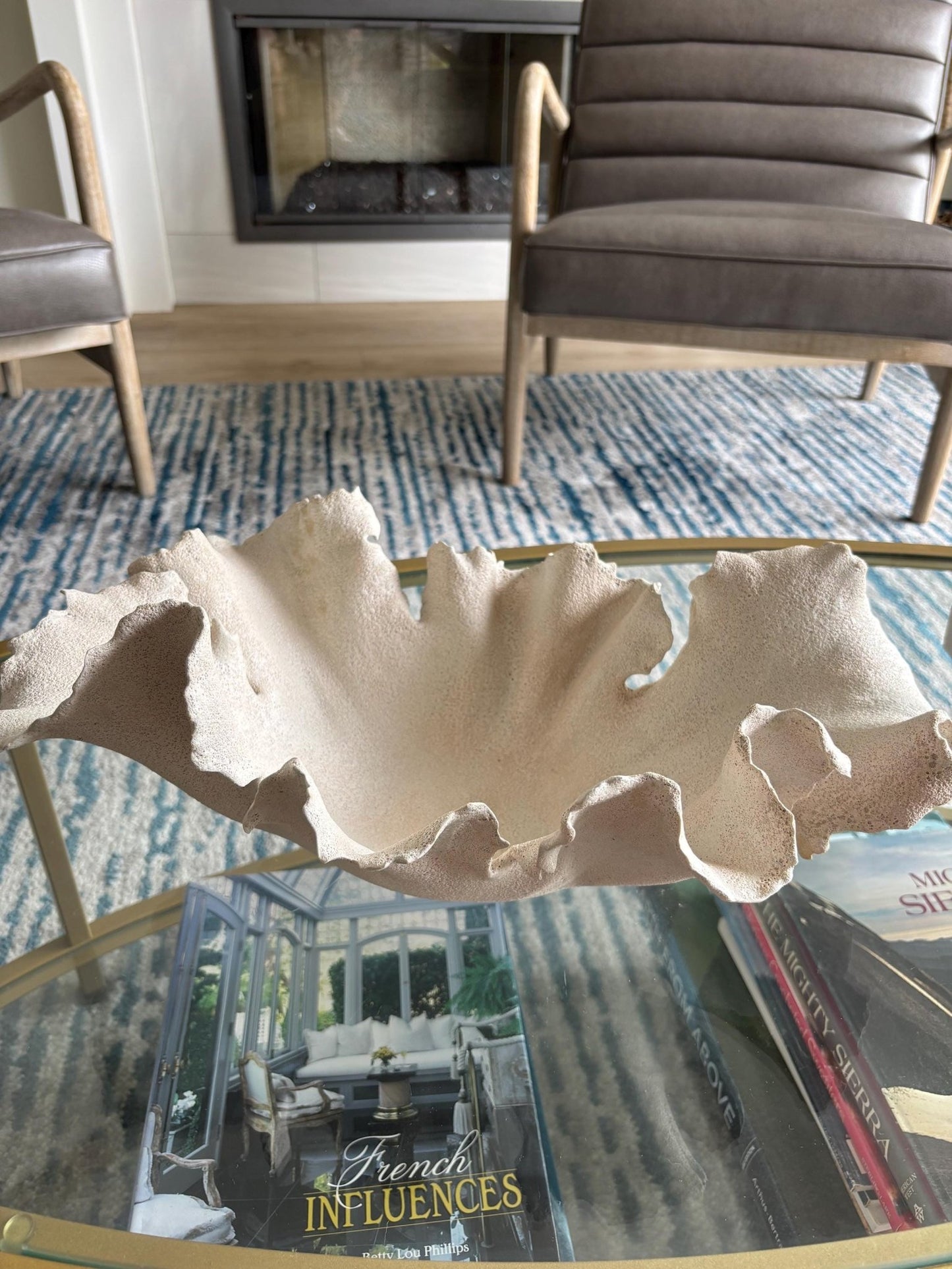 Handmade White Wavy Bowl: Beachy Pottery Centerpiece - Vakili Art