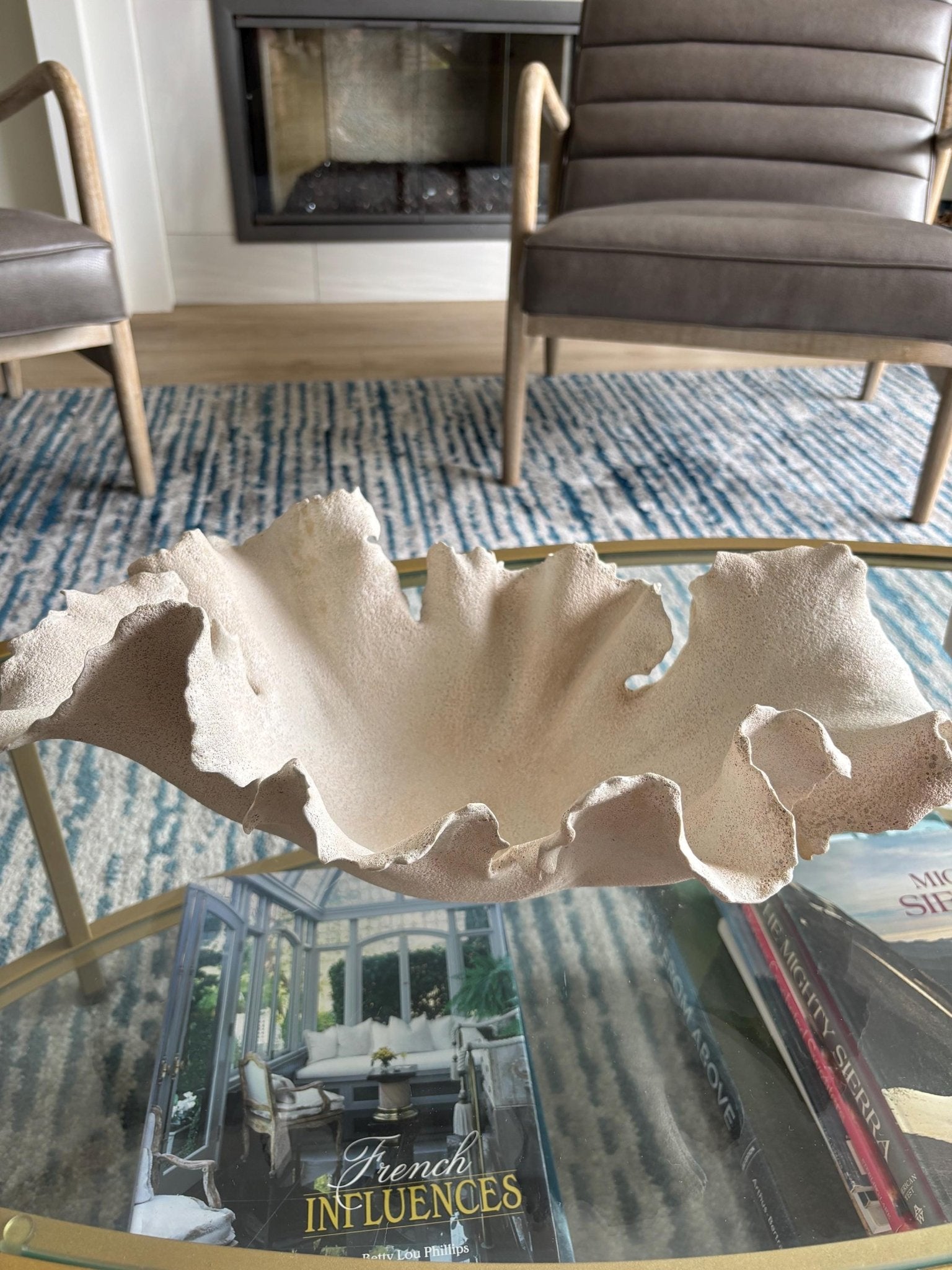 Handmade White Wavy Bowl: Beachy Pottery Centerpiece - Vakili Art