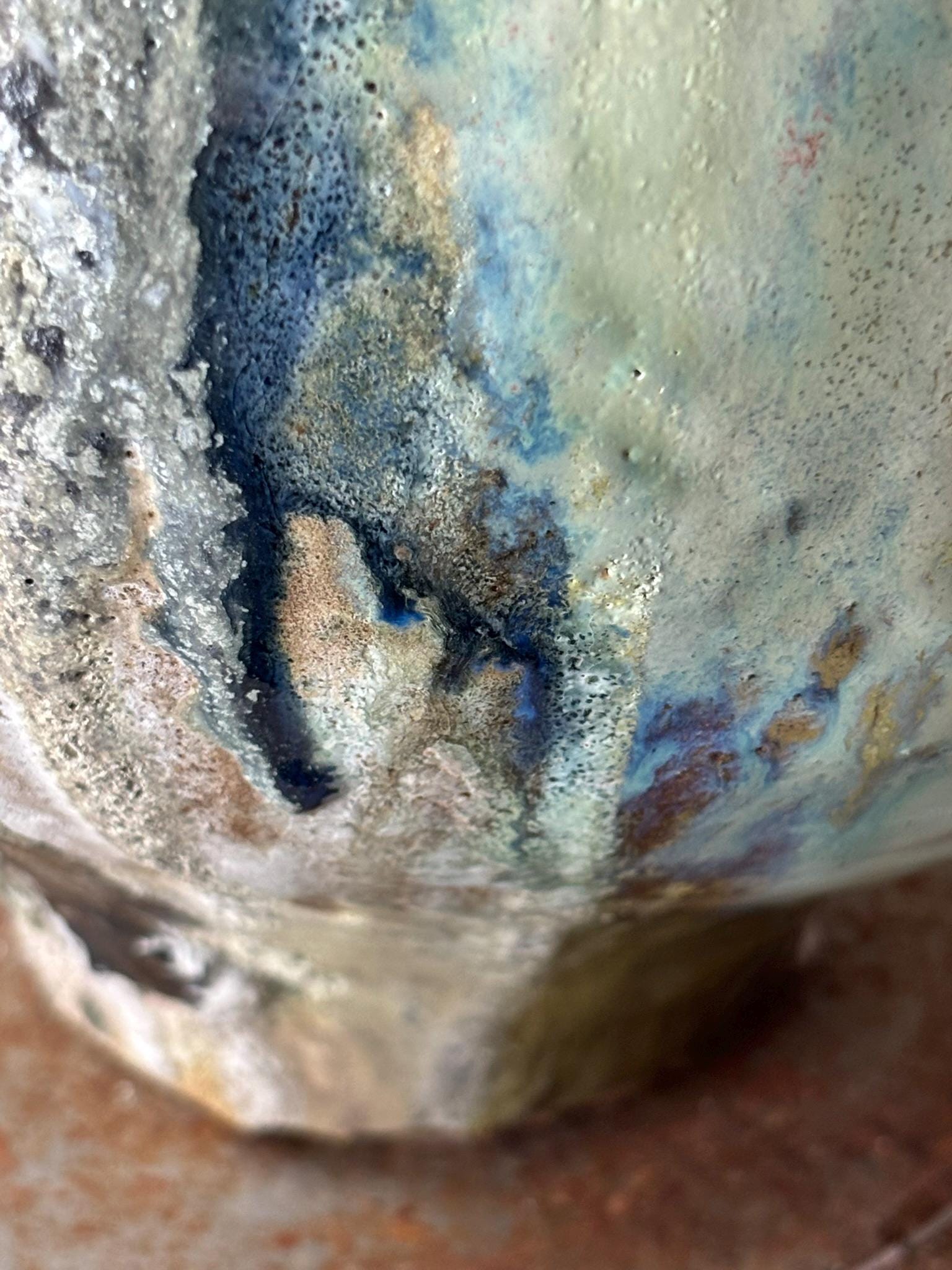 Large Ceramic Moon Jar Vase: Textured Wabi - Sabi Pottery Art - Vakili Art