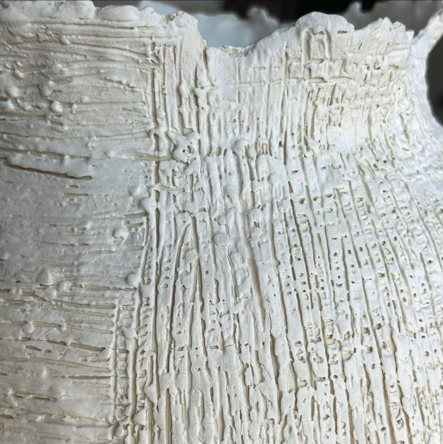 Large White Ceramic Vase: Hand - Coiled Textured Stoneware Vessel - Vakili Art